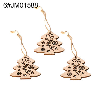 

3Pcs Wooden Hollow Blank Slices Pendants DIY Crafts Christmas Tree Ornaments