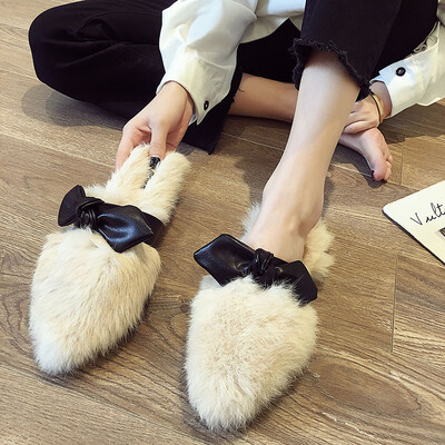 Slippers women wear autumn Korean version of fashion butterflies&half slippers fairy wind hair shoes all kinds of Muller sho