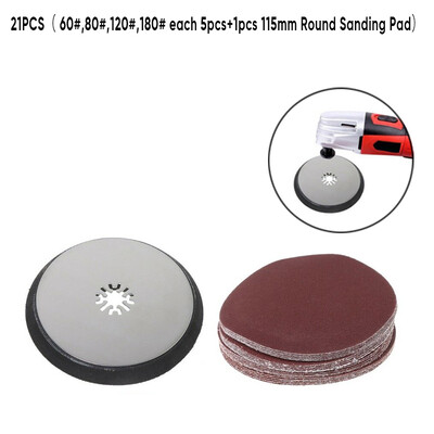 

115mm Round Sanding Pad Multi Tool 20pcs Grinding Sandpapers Kit Grit 60180