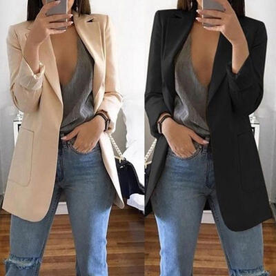 

Plus Size Womens Collar Suit Thin Jacket Coat Ladies c