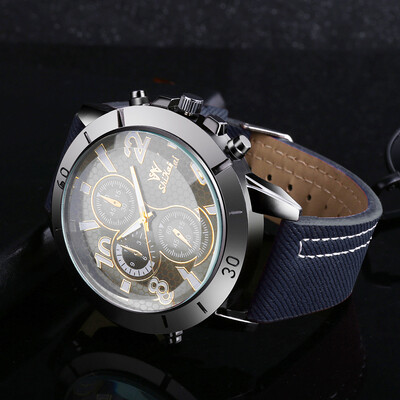 

Gobestart Men Three-eye Large Dial Watch Business Watch Fashion Quartz Silica Gel Watch