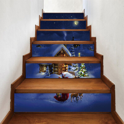 

〖Follure〗6Pcs Christmas Staircase Stair Riser Floor Sticker DIY Wall Decal Stairs Decal