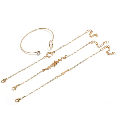 

New Fashion Diamond Chain Leaves Moon Lightning Bracelet Gold Bangle Cuff Bracelets Jewelry