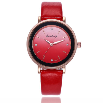 

Korean version of the gradient color ladies quartz watch creative diamond engraving