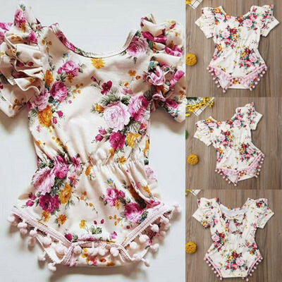 

Newborn Infant Baby Girls Fly Sleeve Romper Bodysuit Jumpsuit One-Pieces Outfits