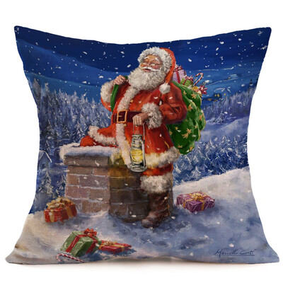 

Tailored Merry Christmas Linen Santa Pillow Cases Sofa Cushion Cover Home Decoration