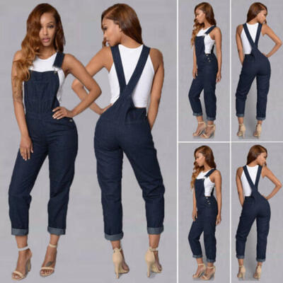 

Womens Baggy One-Piece Jumpsuits Overalls Denim Jeans Bib Trousers Long Pants