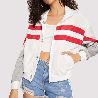 

Tailored Autumn Fashion Short Coat Women Color Matching Sweatshirts Loose Casual Jacket