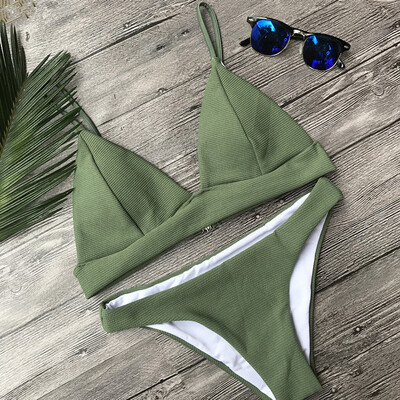 

Roseonmyhand Sexy Women Knitting Padded Bra Beach Halter Bikini Set Swimwear