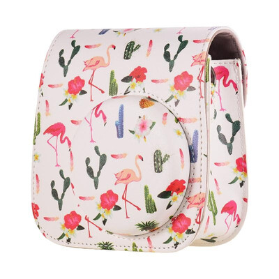 

Portable Instant Camera Case Bag PU Leather Cute Patterns with Shoulder Strap Compatible with Fujifilm Fuji Instax Mini 988s8