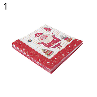 

20Pcs Christmas Tree Santa Claus Printed Wood Pulp Disposable Napkins Tissue