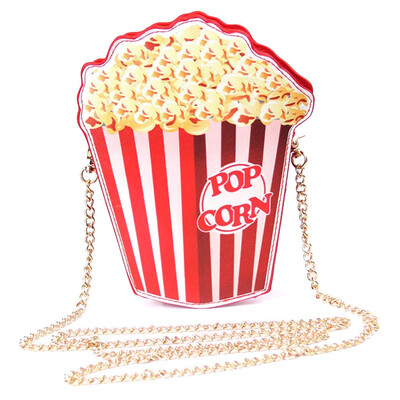 

Popcorn Messenger Chain Bag Women Girls Leather Funny Popcorn Personality Shoulder Bag