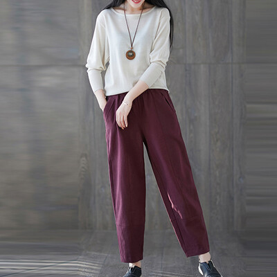 

Tailored Women Casual Solid Trousers Pants Trousers Ladies Loose Pants