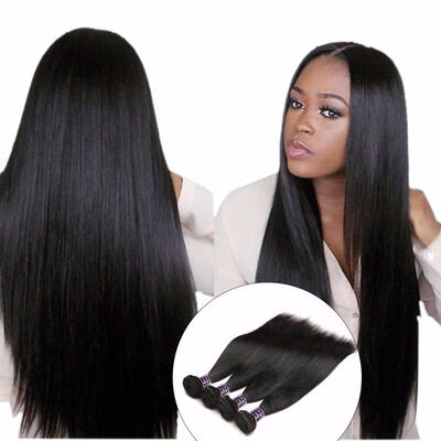 

4 Bundles Peruvian Straight Human Hair Weave Extensions Non Remy Hair Natural Color Can Be Dyed Human Hair Bundles