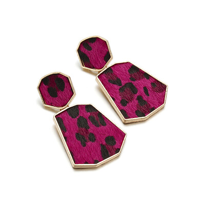 

Geometric Round Square Drop Earrings Women Leopard Print Long Dangle Earrings Bohemia Fashion jewelry