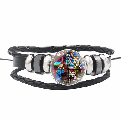 

2019 New Christian Time Gem Leather Woven Bracelet Bangle Souvenir