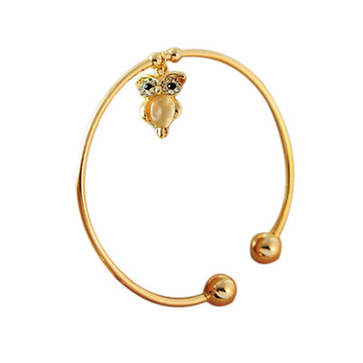 

New Hot Sale Women&39s Fashion Owl Rhinestone Gold Plated Cuff Bracelet Bangle Jewelry