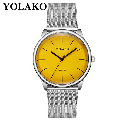 

RM YOLAKO Ladies Stainless Steel Mesh Belt Watch With Simple Mirror Quartz Watch