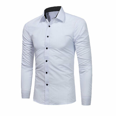 

SUNSIOM New Men Long Sleeve Button Down T-shirt Tops Slim Fit Casual Dress Formal Shirts