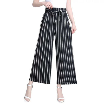 

Womens Stripes Casual Pants Office Work Trousers Summer Casual Cropped Bottoms