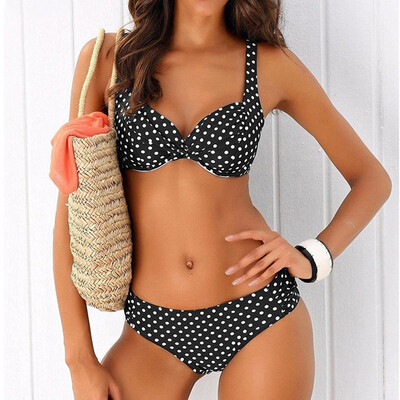 

Roseonmyhand Women Swimsuit Push Up Swimwear Brazilian Bikini Set Halter Retro Beach Bathing Suits