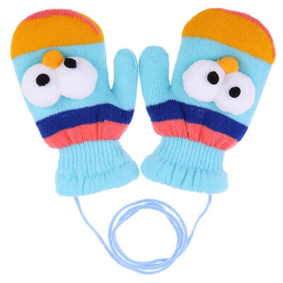 

Cartoon Eyes Children Knitted Elastic Winter Warm Baby Thickened Ski Gloves