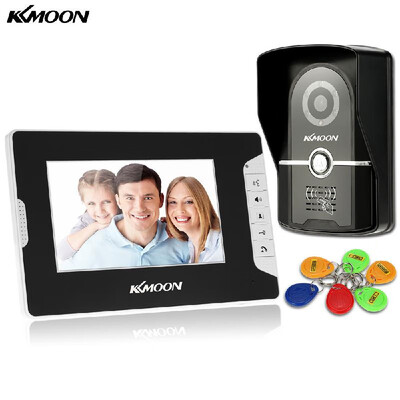 

KKmoon® 7 Wired Video Door Phone System Visual Intercom Doorbell with 1800x480 Indoor Monitor 1700TVL Outdoor Camera 6RFID