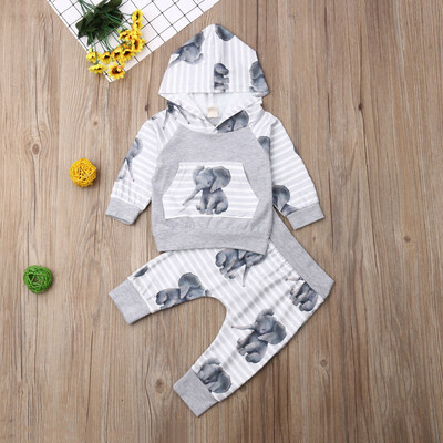 

Newborn Baby Girls Boy Hooded Tops Pants Tracksuit Trousers Outfits Clothes Sets