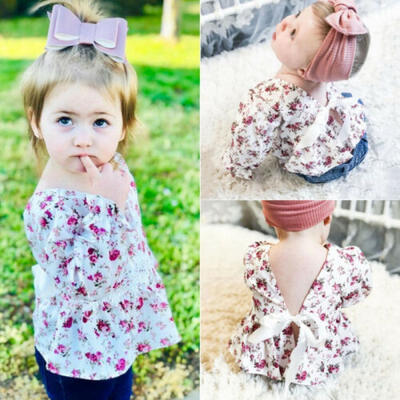 

Summer 2PCS Toddler Kids Baby Girl Clothes Flower Lace Tops Shorts Pants Outfit