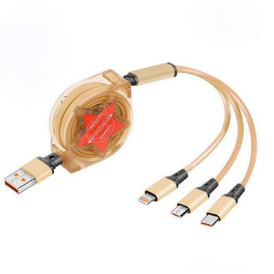 

Universal 3-in-1 USB To Micro USB 8 Pin Lightning Type-C Charging Cable Telescopic Data Cord For IPhone Android Phones-1m