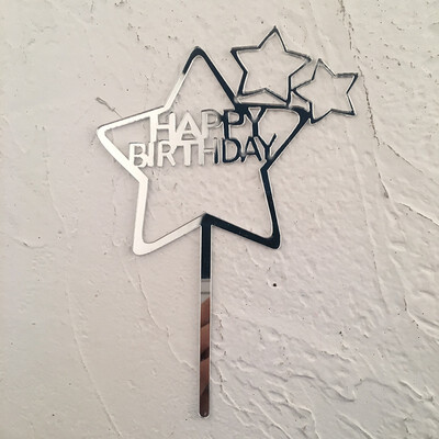 

FUNNYBUNNY Valentines Day Acrylic Inserts Love Pentagram Love Happy Birthday Cake Insert Christmas Decorations for Home