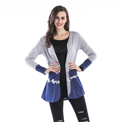 

Toponeto Womens Gradient Tops Casual Collarless Coat Weave Cardigan