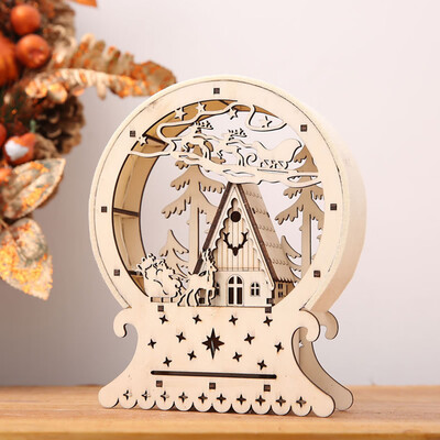 

〖Follure〗Christmas Decor Ornament LED Lights Deer Cart Luminous Wooden House Mall Window