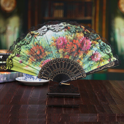 

Siaonvr Chinese Style Lace Hand Held Folding Fan Dance Party Wedding Decor