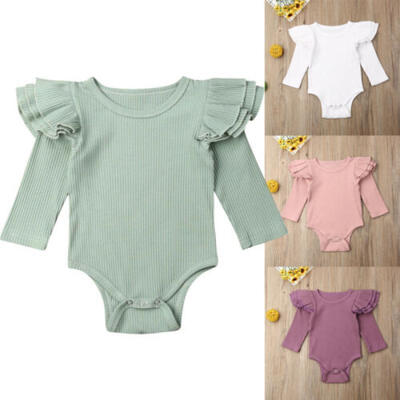 

Newborn Infant Baby Girl Winter Clothes Solid Ruffle Romper Jumpsuit Outfits Set