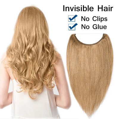 

16182022 Inches One Piece Straight Remy Human Hair Miracle Secret Invisible Wire Hair Extensions - No Clip No Glue