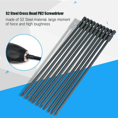 

Greensen 10pcs S2 Steel Cross Head PH2 Screwdriver Bits Set 14inch Hex Shank 200mm