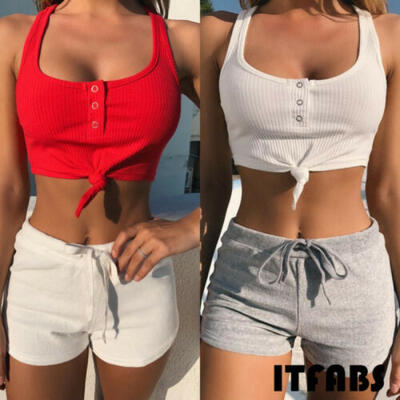 

Women Sleeveless Summer Bustier Crop Top Vest Casual Tank Tops Blouse T-Shirt
