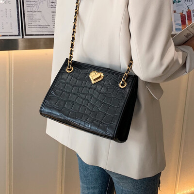 

Bag female 2019 autumn new wave Korean version of the wild crocodile pattern shoulder Messenger bag fashion chain small square bag