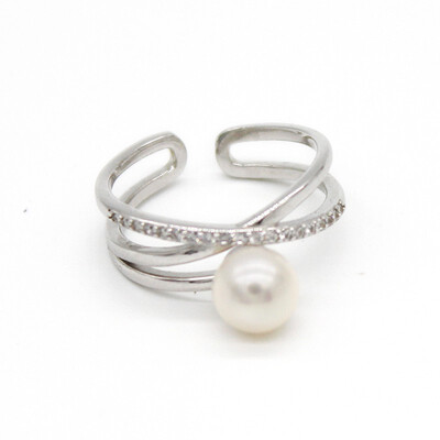 

Qingtian zhenzhu Planet Pearl Ring Freshwater Pearl s925 Silver Zircon Silver 16356
