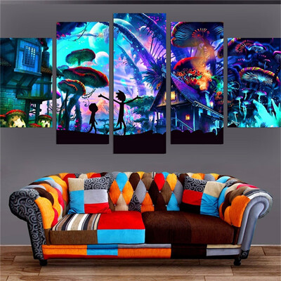 

Wall Art Modular Home Decor Rick And Morty Paintings Living Room HD Printed Animation Posters No Frame 100x55cm