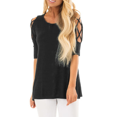 

Starmoon Fashion Womens O-Neck Pure Color Short Sleeve Easy Shirt Blouse Tops