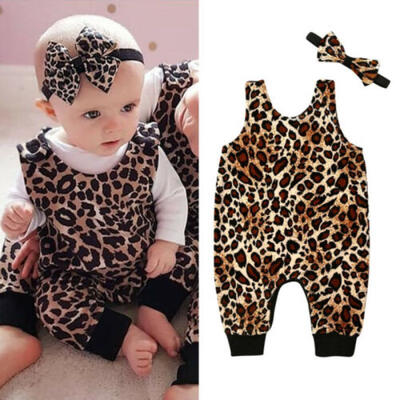 

Newborn Baby Girl 2PCS Autumn Clothes Set Leopard Print Romper Jumpsuit Outfits