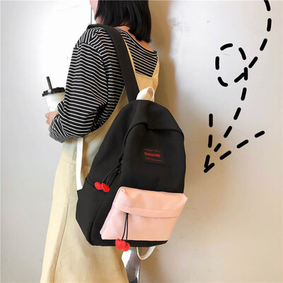 

Ancient feeling girl double shoulder bag female Korean version of the original ulzzang college students simple campus schoolbag wa