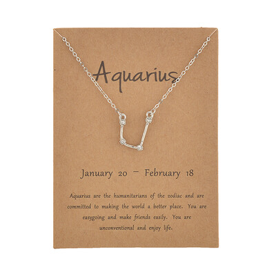 

Brown Card Fashion Jewelry Zodiac Crystal Star Sign 12 constellation Pendant Necklace For Women