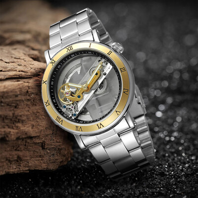 

Gobestart Hollow Simple Quality Movement Business Fashion Men Steel Belt Mechanical watch