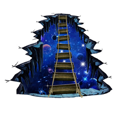 

3D Interstellar Space Floor Stickers Galaxy Suspension Bridge Wall DecalsMilky Way Decorations