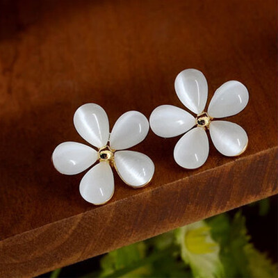 

E774 Korean Jewelry Zircon Heart Crystal Flower Stud Earrings For Women Fashion Double Sides Gold Silver Color Statement Jewelry