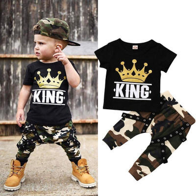 

Newborn Kids Baby Boys Tops T-shirt Camo Pants Boys 2PCS Outfits Set Clothes 0-5Years