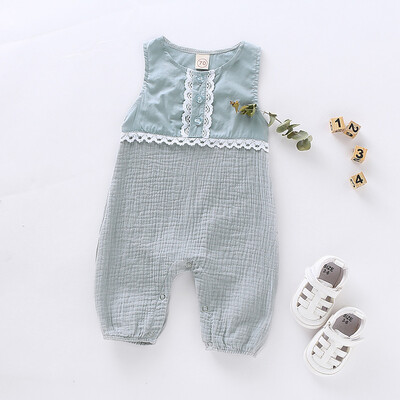 

Newborn Infant Baby Girl Boy Linen Solid Lace Romper Jumpsuit Clothes Outfits